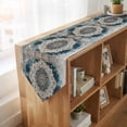 thumbnail image 4 of Boho Flower Blue Grey Table Runner Linen Burlap Table Runner 90 Inches Long Vintage National Floral Textured Dresser Scarves for Kitchen Island Coffee Dining Party Wedding Holiday Decor 13"x90", 4 of 8