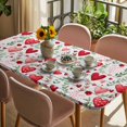thumbnail image 3 of Valentine's Day Table Cloths for 4 Foot Rectangle Tables, Pink Red Love Heart Green Botanicalvintage Patio Waterproof Elastic Fitted Tablecloths, Washable Rectangular Table Cover for Camping, 3 of 8