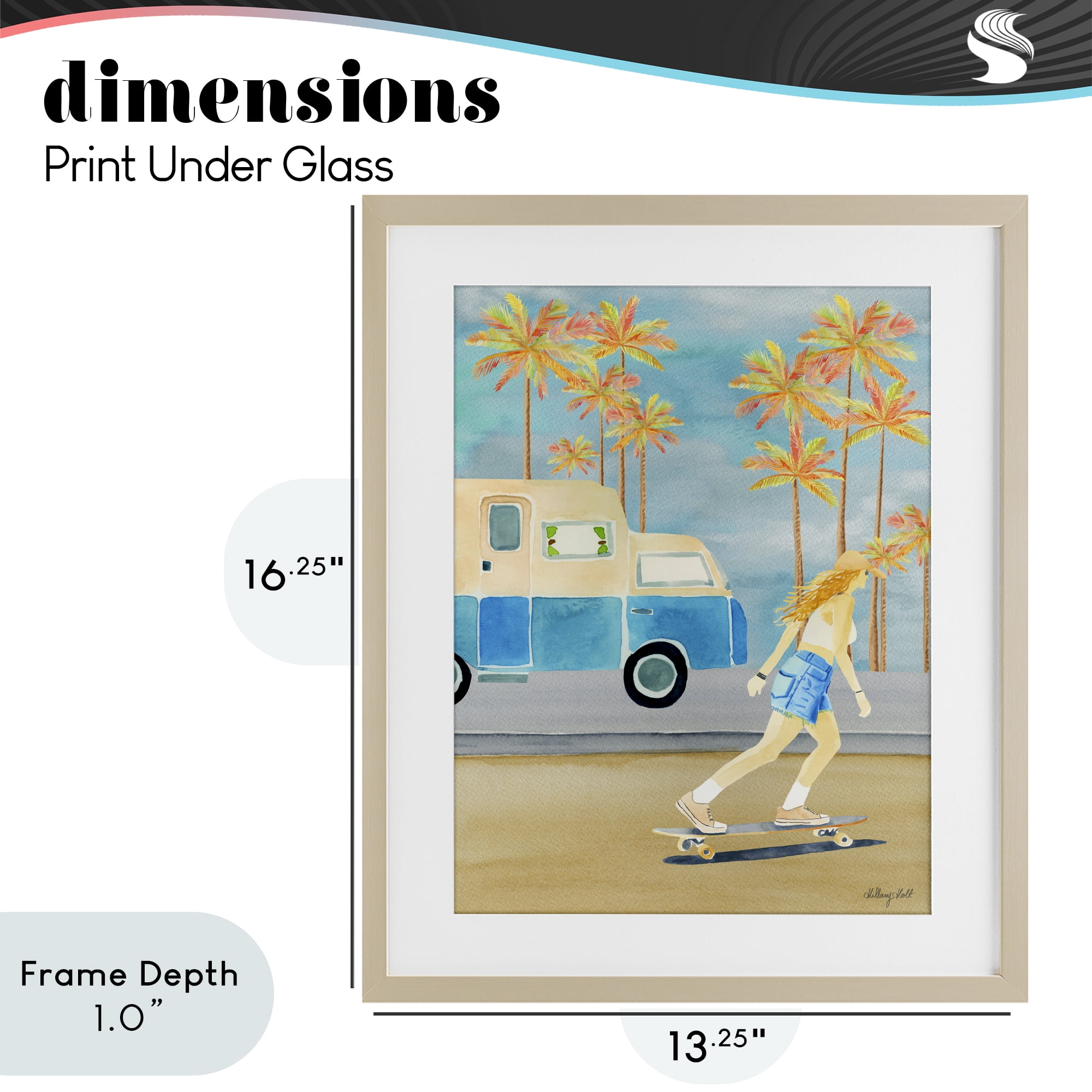 Stupell Industries Santa Monica Road Trip Birch Framed Print Under Glass, design by Hillary Holt