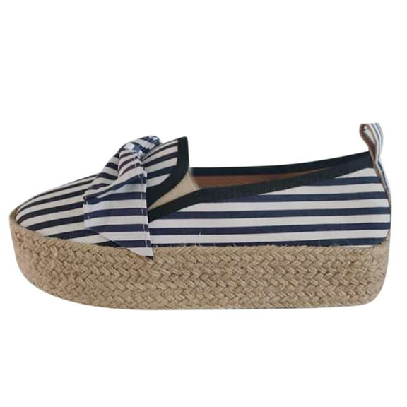 GEZHEN Casual Women's Thick Soled Bow Flat Loafers Shoes Walk Slip On Comfortable Shoe Canvas Classic Sneaker Bowknot Shoes Non Slip Low Top Platform Shoes