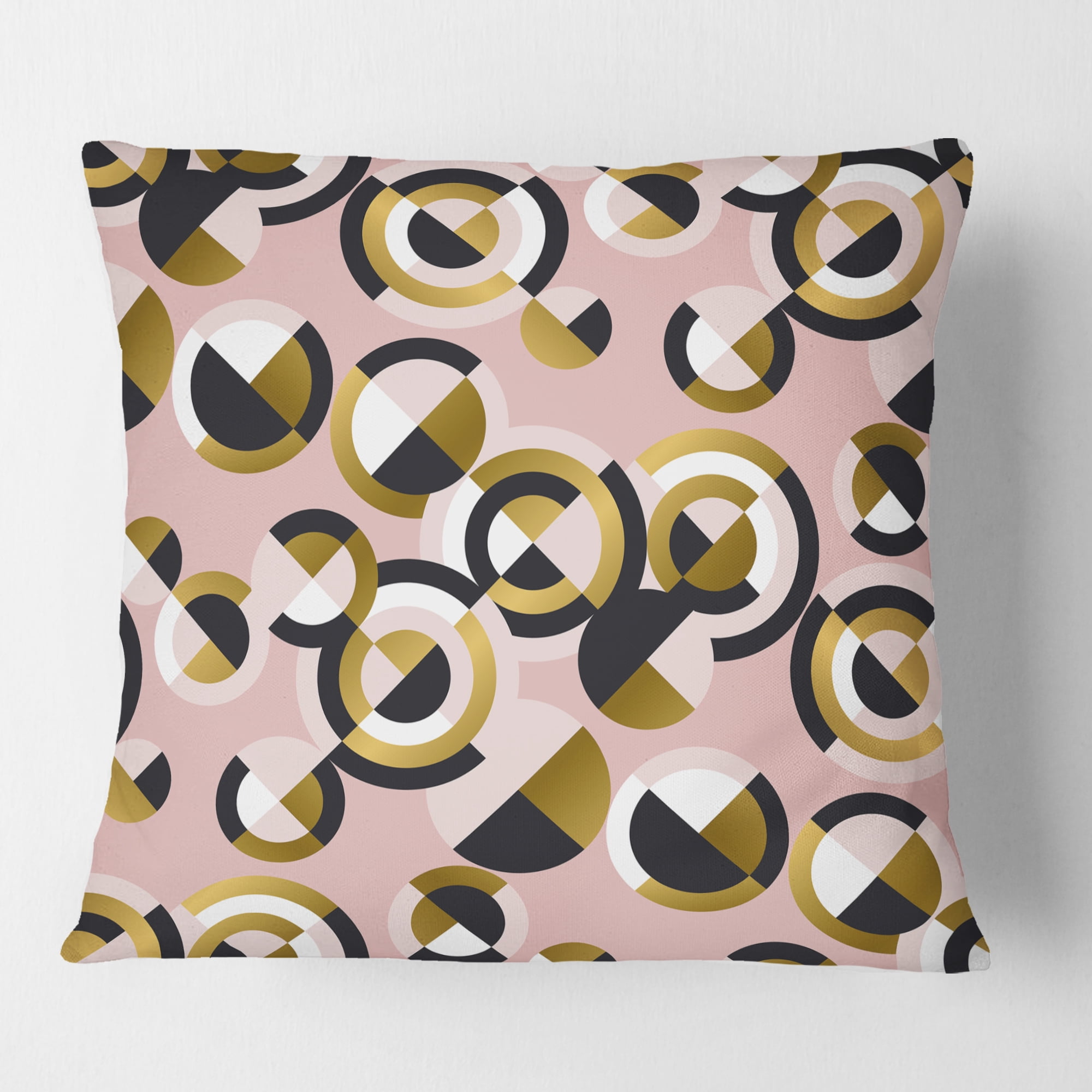 Designart Circular geometric shapes retro pattern' Mid-Century Modern Throw Pillow - 18x18