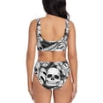 thumbnail image 3 of Kdxio Skull and palm leaves Print Women's 2 Piece High Waisted Wrap Spaghetti Strap Summer Swimsuit Bikini Set-X-Large, 3 of 7