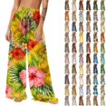 thumbnail image 1 of Pincandy Women Mesh Boho Beach Pants See Through Sheer Swimsuit Bikini Bottom Cover up Party Elastic High Waist Wide Leg Pants, 1 of 7