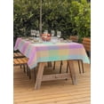 thumbnail image 4 of 54x80 Inch Outdoor Tablecloth with Umbrella Hole Zipper Rectangle Pink Blue Plaid Rectangular Tablecloths Outside Waterproof Buffalo Checkered Modern Gingham Lattice Patio Table Cover for Picnic, 4 of 8