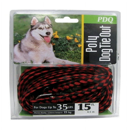 UPC: 0083929007688 | Boss Pet PDQ Red / Black Poly Dog Tie Out Rope Small/Medium