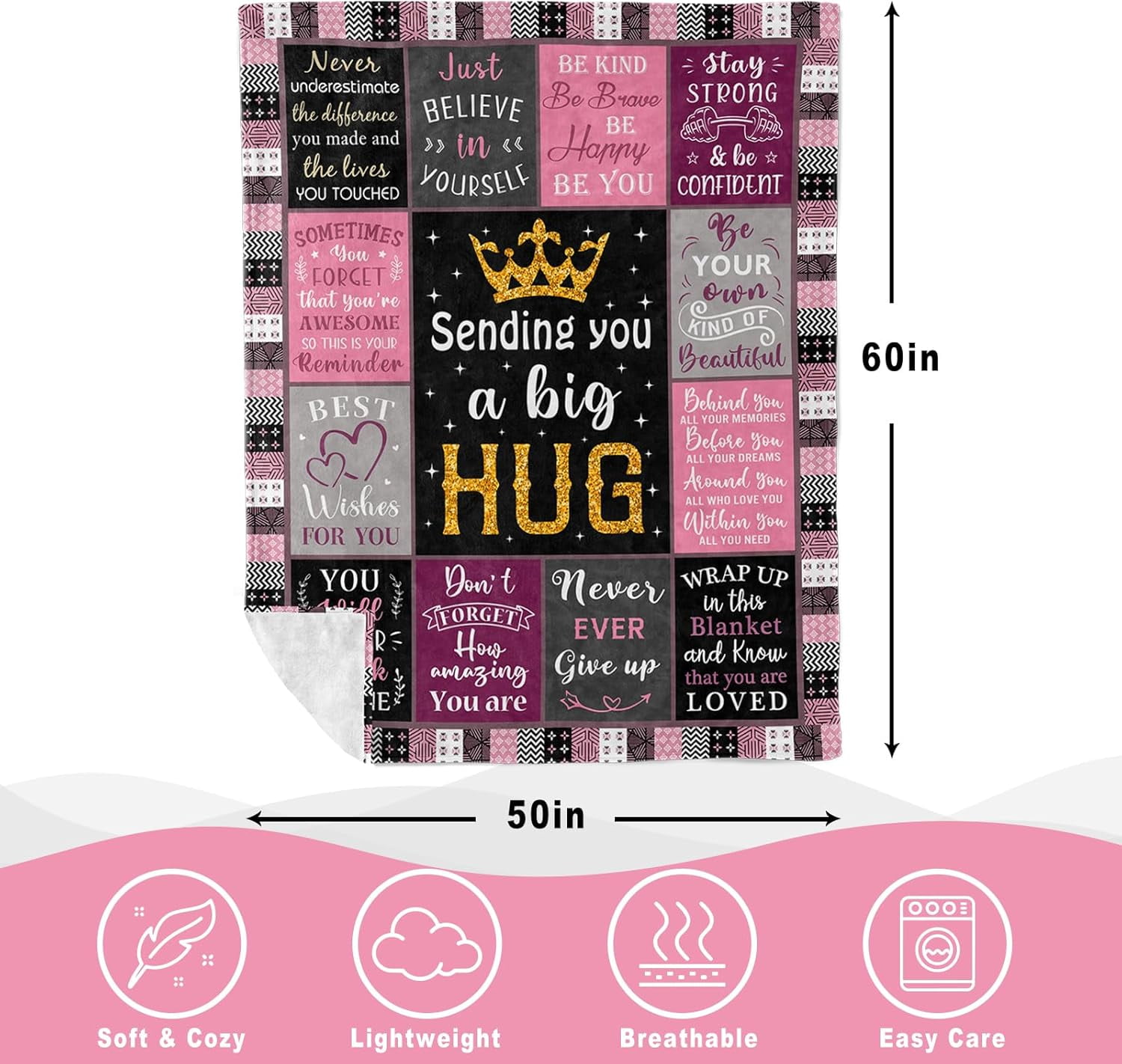 Get Well Gifts For Women, Inspirational Gifts For Women, Sending Hugs Gifts For Women, Get Well Soon Gifts After Surgery, Encouragement Gifts For Women Men, Birthday Gift Ideas Blanket