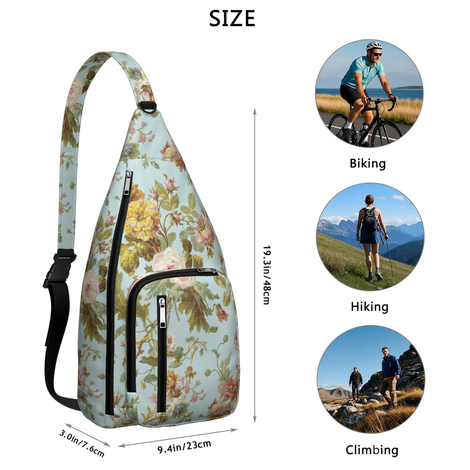 Durable Breathable Sling Bag with Floral Pattern for Tactical Use