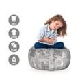 thumbnail image 2 of Paris Storage Toy Bag Chair, Vintage Monochrome Image Seine River Notre Dame Doves Scenes from Europe, Stuffed Animal Organizer Washable Bag, Large Size, Grey Black White, by Ambesonne, 2 of 3