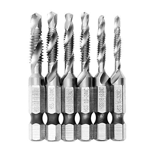 AUTOTOOLHOME Foret Combiné et Embout de Robinet 6-32nc 8-32nc 10-32nc 10-24nc 12-24nc 1/4-20nc Set de 6