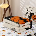 thumbnail image 5 of Erosebridal Cute Black Cats Zipper Twin Comforter Sets with Fitted Sheet and 2 Pillowcases, Halloween Pumpkin Bat Zipper Bedding Set for Boys Girls, Orange Cream Black, Halloween Reversible, 5 of 7