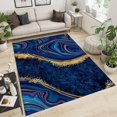 thumbnail image 2 of Classic Blue Marble Area Rug, Luxurious Blue Gold Ink Texture Indoor Non-Slip Kids Rugs, Machine Washable Breathable Durable Carpet for Living Room Bedroom Dining Room Office 5 x 6ft, 2 of 7