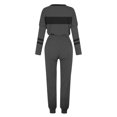 thumbnail image 5 of BiZtdJrK Womens Workout Tracksuits Plus Size Color Block Fall Fashion Sweatsuit Sets Long Sleeve Crew Neck Sweatshirts and Joggers 2 Piece Outfits with Pockets Black M, 5 of 6