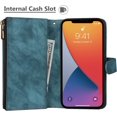 thumbnail image 5 of iPhone 13 Wallet Case with Card Holder, 2 in 1 PU Leather Magnetic Clasp Zipper Pocket Shockproof Detachable Flip Wrist Strap for (Blue), 13-Detachable--Blue, 5 of 9