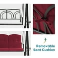 thumbnail image 6 of MCombo 3 Seat Outdoor Patio Swings with Adjustable Canopy, Retractable Trays, Cushions for Backyard, Poolside, Balcony 4092(Burgundy), 6 of 9
