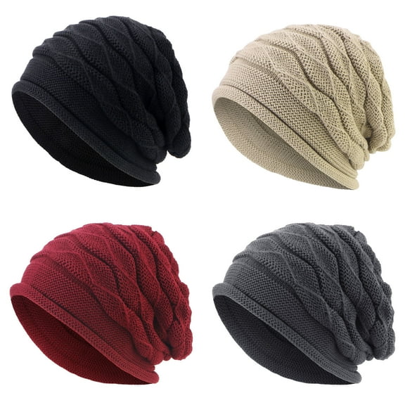 Beanie Hats for Men Women Soft Slouchy Beanies Knit Skull Cap 4Pack