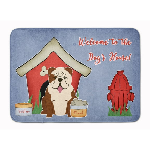 Dog House Collection English Bulldog Brindle White Machine Washable Memory Foam Mat