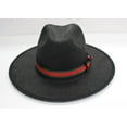 thumbnail image 4 of Bruno Capelo Mens Black Multi Wide Brim Straw Fedora Valentino Collection Va-403, 4 of 5