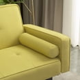 thumbnail image 6 of Futon Sofa Bed with Adjustable Backrest, Convertible Couch Bed with Wide Armrests, Modern Sleeper Sofa with Solid Wood legs, for Living Room, Apartment, Yellow, 6 of 9