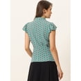 thumbnail image 4 of Camisa con lunares para mujer, blusa con cuello de lazo y manga con volantes Verde Claro XS, 4 of 5