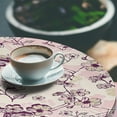 thumbnail image 3 of Ambesonne Nature Fitted Round Tablecloth, Traditional Floral Sketchy, 56"- 60" Diameter, Rose Eggshell Plum, 3 of 5
