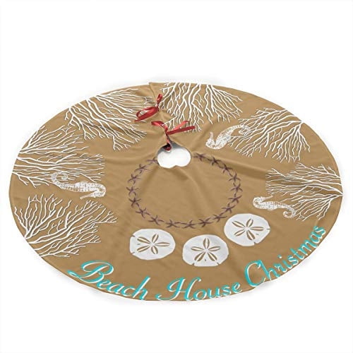 Falda de árbol de Navidad FREEHOTU Beach Coral Santa muñeco de nieve