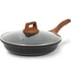 thumbnail image 1 of Sartén antiadherente de cerámica ESLITE LIFE con tapa, no tóxica, para tortillas de huevo, compatible con todo tipo de cocinas (gas, eléctricas e inducción), libre de PTFE y PFOA (negra, 28 cm con tap, 1 of 5