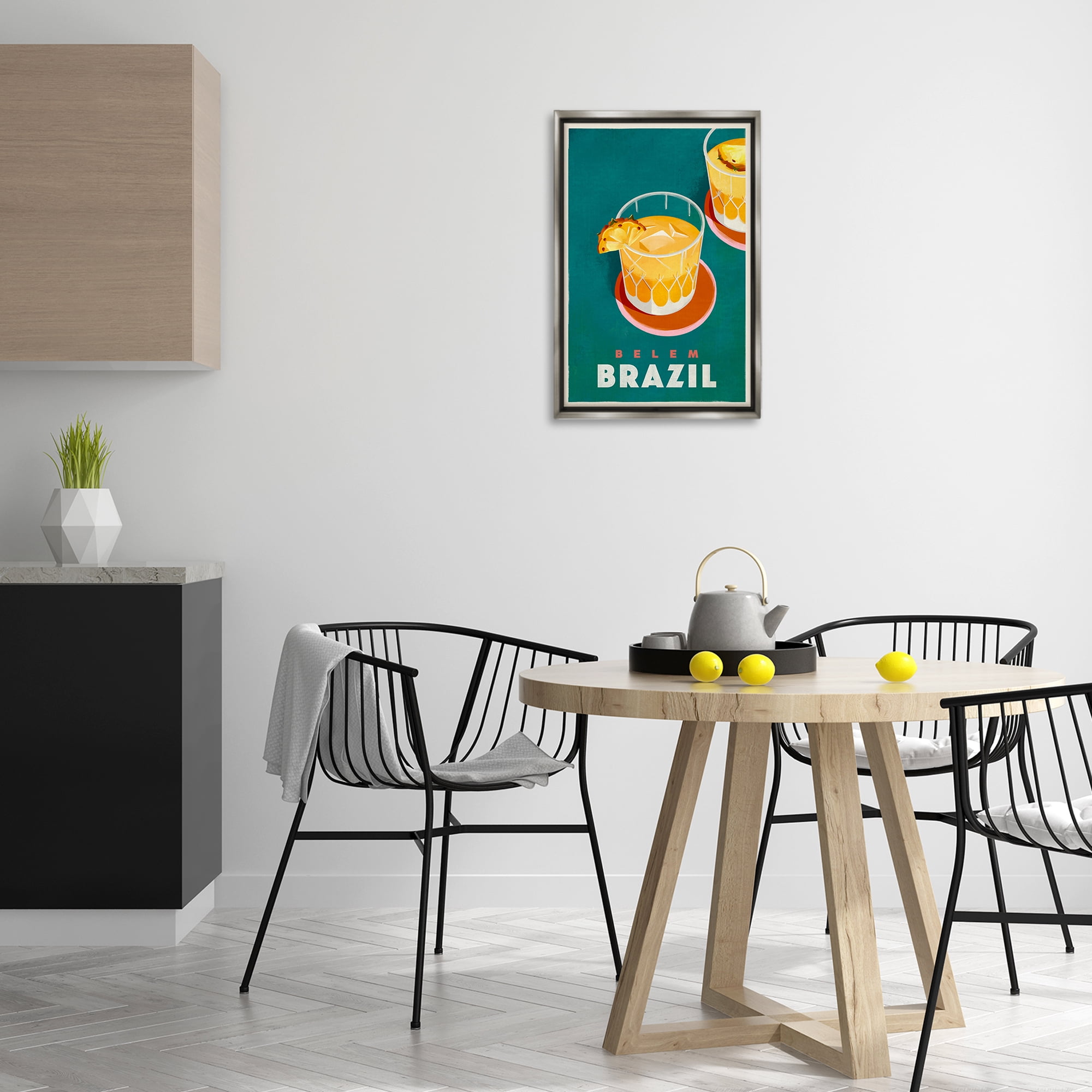 Stupell Industries Belem Brazil Cocktail Food & Beverage Painting Gray Floater Framed Canvas Art Print Wall Art, 17 x 25