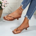 thumbnail image 7 of Cute Heels,Short Heels for Women,Thong Sandals for Women,Sandal Heels,Summer Heels,Women's Heels Flip Flops Square Toe Low Heels Comfortable Summer Sandals for Casual,Brown,9, 7 of 7
