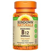Sundown Super Potency Sublingual Vit B12 6000 Mcg Quick Dissolving Tablets, 30 Ea