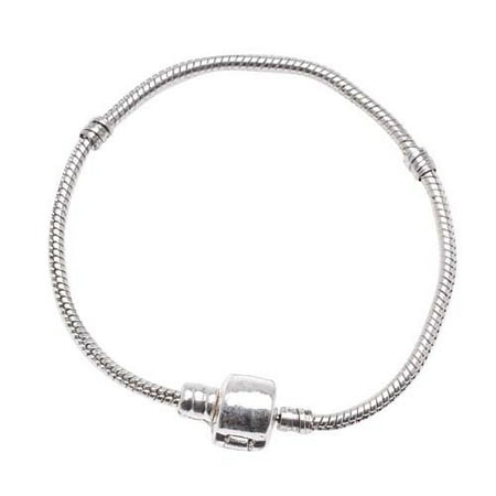 - Silver Plated Threaded Snake Chain Bracelet With Magnetic Clasp Fits Most Major Charm Beads.