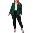 thumbnail image 2 of Agnes Orinda Women's Plus Size Blazer Button Notch Panel Ruffle Peplum Blazers 4X Dark Green, 2 of 6
