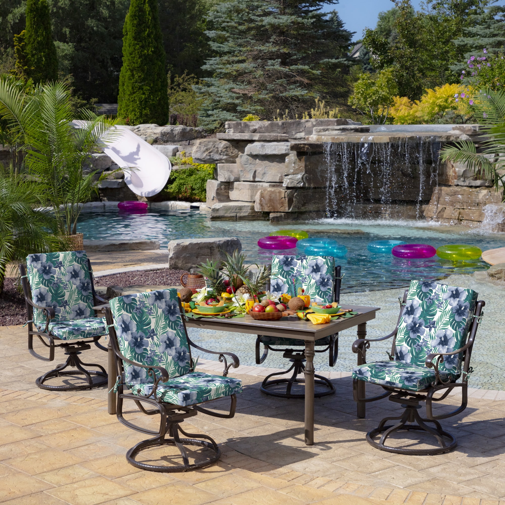 ARDEN Outdoor Dining Chair Cushion 20 x 20, Water Repellent, Fade Resistant 20 x 20, Salome Tropical