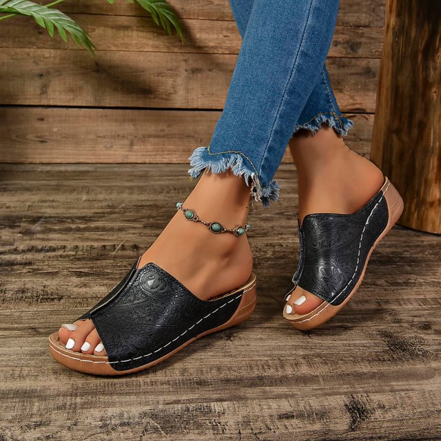 MKLEKYY Sandalias de Playa para Mujer, Zapatillas de Verano de Moda Con Punta Abierta para Mujer, Sandalias Ligeras Con Plataforma, Zapatillas