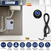 Imountek 3000W Electric Tankless Water Heater, Instant Hot Water Heater with Digital Display for Kitchen & Bathroom Sink, RV Use, White