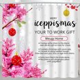 thumbnail image 1 of Cheerful Christmas Shower Curtain with Pink Frosted Branches & Ornaments - "Merry Iceppismas" Design for Festive Holiday Decor, 1 of 5