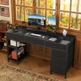 thumbnail image 5 of Amadwell 47" Desk with Drawers & Storage, Office Desk with Reversible Shelves, Gaming Computer Desk, Black, 5 of 9