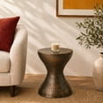 thumbnail image 3 of DecMode 14" x 19" Bronze Metal Handmade Hammered Hourglass Accent Table, 1-Piece, 3 of 14