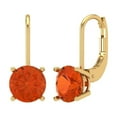 thumbnail image 2 of 3 Ct Round Cut Drop Dangle Red Crystal 18K Yellow Solid Gold Everyday Dainty Earrings Lever Back, 2 of 7