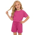 thumbnail image 4 of Tiijoy Girls Casual Solid Plain Short Sleeve T Shirt and Shorts Set, Sizes 7-8, 4 of 5