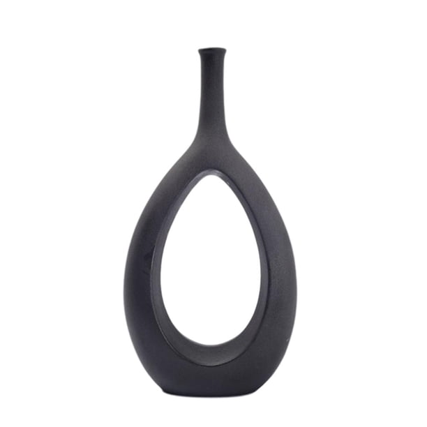 Maceta minimalista de cerámica hueca, ideal para fotos, bodas, cocina y oficina. negro alto