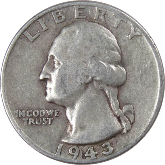 1943 Washington Quarter F Fine 90% Silver 25c US Coin Collectible