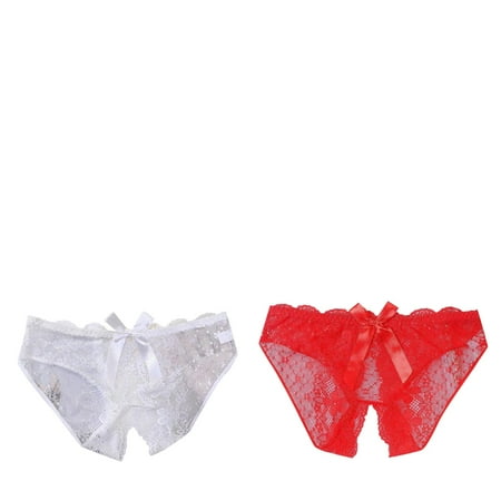 Wijhcboe 2 Pack Sexy Lace Panties Set for Women Lace Low Waisted Underwear Athletic Panties for Girls For Women With High Value Be Careful Of Machine Opening Crotch Triangle plus Size Silk Long Unde