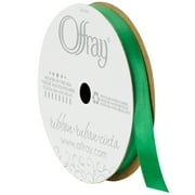 Offray Ribbon, Emerald Green 3/8 inch Single Face Satin Polyester Ribbon, 18 feet