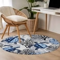thumbnail image 4 of Coastal Sea Turtles Round Area Rug 3Ft Washable Small Circle Rugs for Kitchen Entryway, Blue Summer Coral Ocean Beach Anchor Non-Slip Carpet Floor Mats Indoor Outdoor Carpet Runner Home Decor, 4 of 8