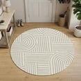 thumbnail image 3 of Small Round Rug 3Ft, Sage Green Boho Non-Slip Washable Circle Rugs Carpet, Abstract Geometric Curves Lines Modern Indoor Outdoor Rug Floor Mats Throw Runner for Bedroom Living Room Bathroom, 3 of 5