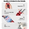 thumbnail image 6 of 5-in-1 Immersion Blender, 1100W - 12-Speed Handheld Stick, 600ml Beaker, 500ml Food Processor, Egg Whisk, Milk Frother for Easy Cooking, Red, 6 of 8