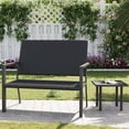 thumbnail image 1 of YODOLLA 2-Piece Outdoor Patio Set, Metal Frame Rattan Back Bench & Rectangular Side Table for Garden,Black, 1 of 9