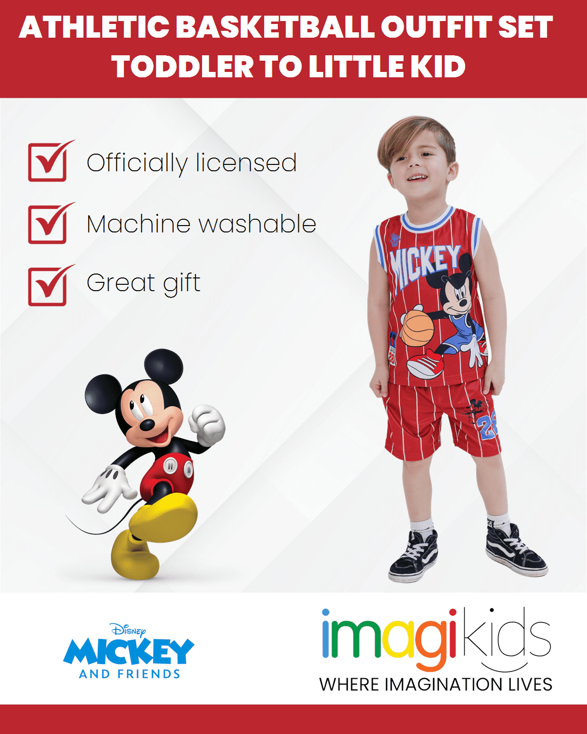 Disney, Toddler Boys Mesh Jersey Tank Top and Shorts Set, 3T, Red