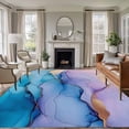thumbnail image 4 of 6x9 Washable Area Rug, Abstract Impressionist Non-Slip Large Rectangle Rug for Living Room Dining Room, Blue Gold Marble Texture Indoor Floor Mat for Home Decor, 4 of 9