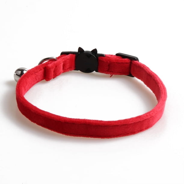 Zhuge Collar para gatos con hebilla ajustable, de seguridad, suave, para perros pequeños o gatos, color rojo aterciopelado